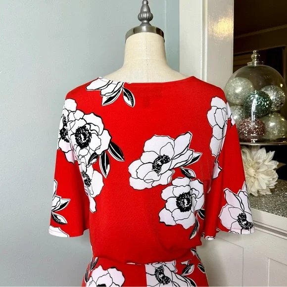 Lane Bryant Floral Faux Wrap Maxi Dress Red & White Size 22/24 - Picture 7 of 10